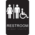 Hy-Ko Braille Restrooms Handicapped Accessible Signs 6" x 9", 3PK A20009